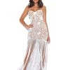 Miss Circle Become The One White Lace Long Fringed Strapless Dress Dresses