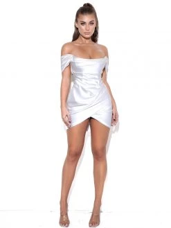 Miss Circle Zori White Off Shoulder Satin Corset Dress