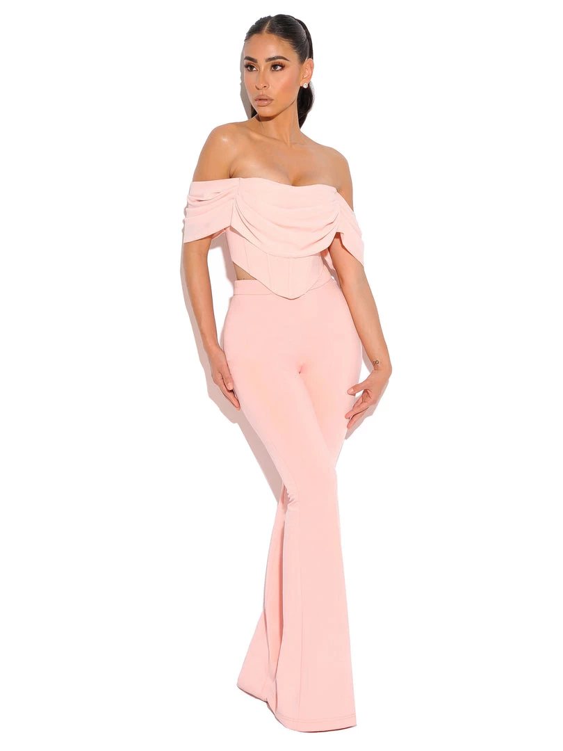 Miss Circle Tia Salmon Pink Off Shoulder Corset Top Corsets