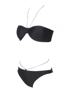 Miss Circle Nola Black Crystal String Bikini Top