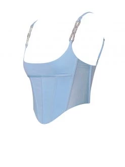 Miss Circle Corsets Tristyn Baby Blue Crystal Strap Corset Top