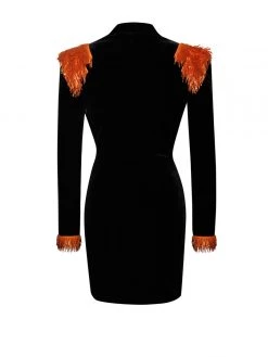 Miss Circle Windsor Hand-embellished Black Velvet Dress