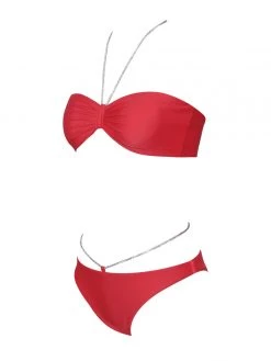 Miss Circle Nola Red Crystal String Bikini Bottom