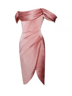Miss Circle Wiley Blush Pink Satin Off Shoulder Corset Dress