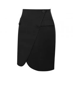 Miss Circle Bottoms Dalia Black Asymmetrical Mini Skirt