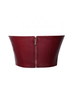 Miss Circle Anja Burgundy Vegan Leather Boned Corset Top Corsets