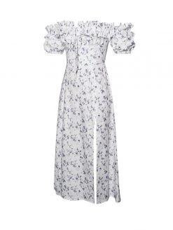 Miss Circle Quinley Floral Off Shoulder Linen Midi Dress Sale