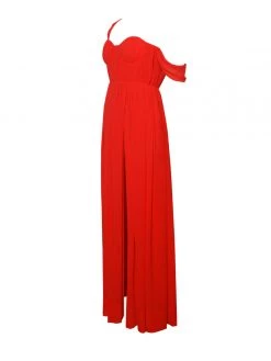 Miss Circle Paradise High Slit Red Chiffon Maxi Dress