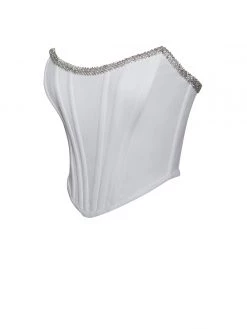 Miss Circle Corsets Melanie White Corset Top With Crystal Trim