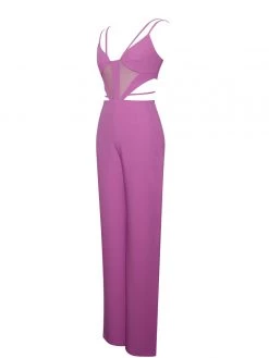 Miss Circle Neva Fuchsia Cutout Strappy Jumpsuit