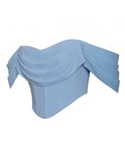 Miss Circle Tia Blue Off Shoulder Corset Top