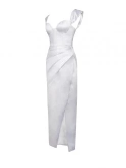 Miss Circle Corsets Zarah White High Slit Corset Satin Dress