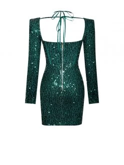Miss Circle Melina Emerald Green Long Sleeve Sequin Dress Dresses