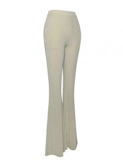 Miss Circle Xiara Pale Yellow Glitter Flare Trousers