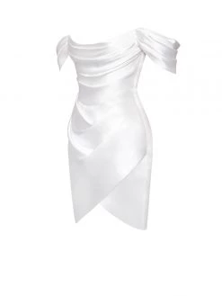 Miss Circle Zori White Off Shoulder Satin Corset Dress