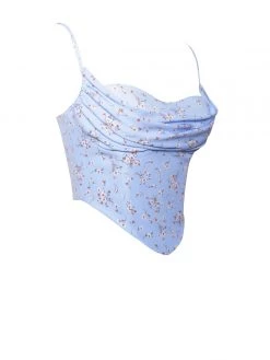 Miss Circle Nora Light Blue Flora Corset Top Corsets