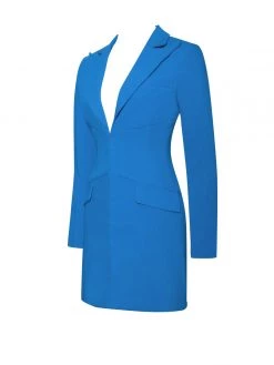 Miss Circle Flattery Blue Long Sleeve Blazer Dress New In