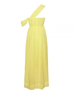Miss Circle Paradise High Slit Yellow Chiffon Maxi Dress Dresses