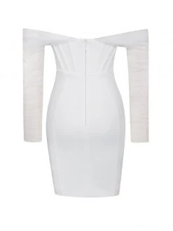 Miss Circle Corsets Zofia White Off Shoulder Mesh Sleeve Corset Dress
