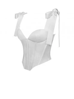 Miss Circle Teyana White Satin Corset Top