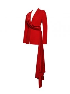 Miss Circle Vandra Red Draping Blazer Jacket Tops