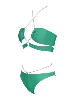 Miss Circle Danica Green Crystal String Lace Up Bikini Top Tops