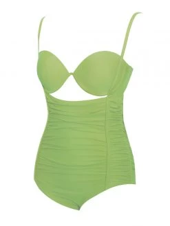 Miss Circle Lira Apple Green Ruched One Piece Swimsuit