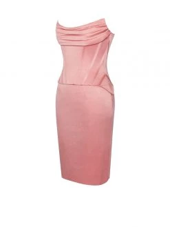 Miss Circle Corsets Gianna Blush Ruched Satin Corset Dress