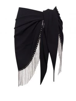 Miss Circle Swim Collection Quill Black Cover Up With Crystal Fringe