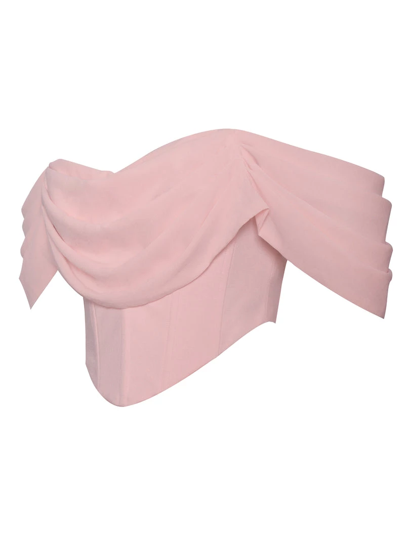 Miss Circle Tia Salmon Pink Off Shoulder Corset Top Corsets