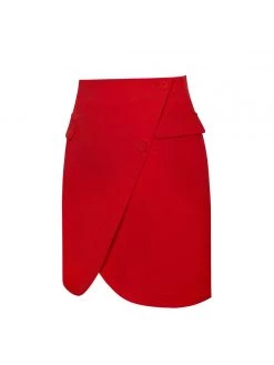 Miss Circle Bottoms Dalia Red Asymmetrical Mini Skirt