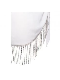 Miss Circle Quill White Cover Up With Crystal Fringe
