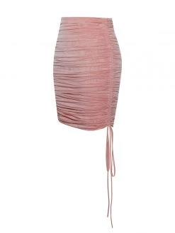 Miss Circle Makayla Blush Mesh Ruched Skirt Dresses
