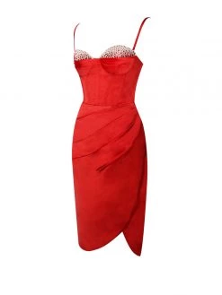 Miss Circle Corsets Nyla Red Satin Corset Dress With Crystals