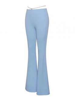 Miss Circle Bottoms Tova Baby Blue Crystal Waist Strap Flare Pants