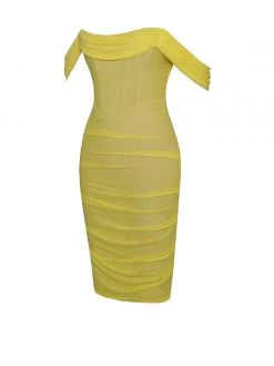 Miss Circle Weslee Lemon Off Shoulder Mesh Corset Dress Corsets