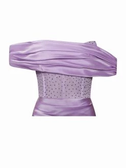 Miss Circle Norma Lilac Off Shoulder Crystallized Corset Satin Gown Corsets