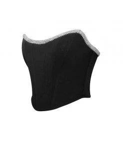 Miss Circle Melanie Black Corset Top With Crystal Trim Corsets