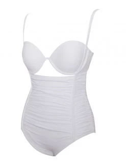 Miss Circle Lira White Ruched One Piece Swimsuit Swim Collection