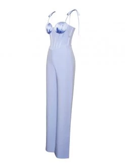 Miss Circle Sarina Baby Blue Satin Corset Jumpsuit