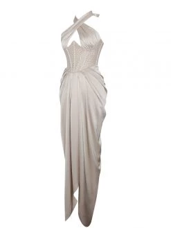 Miss Circle Noemie Champagne Crystal Corset Satin Gown Corsets