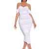 Miss Circle Quenby White Off Shoulder Mesh Maxi Dress