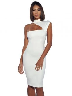 Miss Circle Best Sellers Jolene Asymmetric Neck Cutout Detail Stretch Crepe Dress