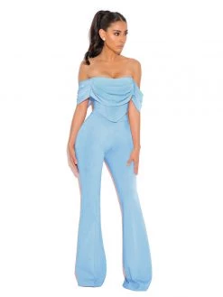 Miss Circle Tia Blue Off Shoulder Corset Top
