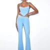 Miss Circle Bottoms Tova Baby Blue Crystal Waist Strap Flare Pants