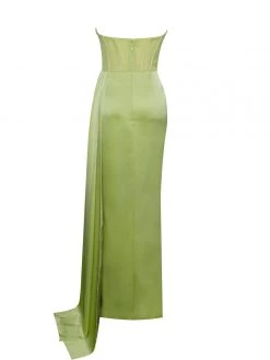 Miss Circle Corsets Prisa Lime High Slit Satin Corset Gown