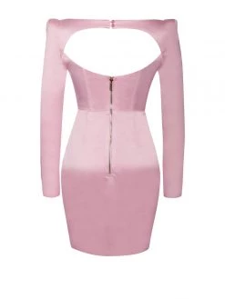 Miss Circle Camila Pink Satin Corset Dress With Crystals Corsets