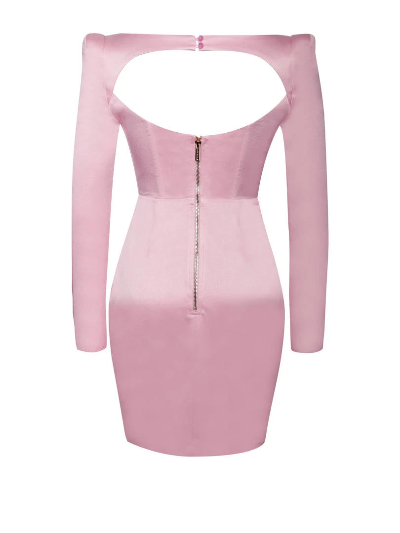 Miss Circle Camila Pink Satin Corset Dress With Crystals Corsets