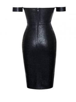 Miss Circle New In Irreplaceable Off Shoulder Black Metallic Bandage Dress