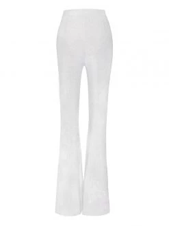 Miss Circle Bottoms Xiara Silver Glitter Flare Trousers